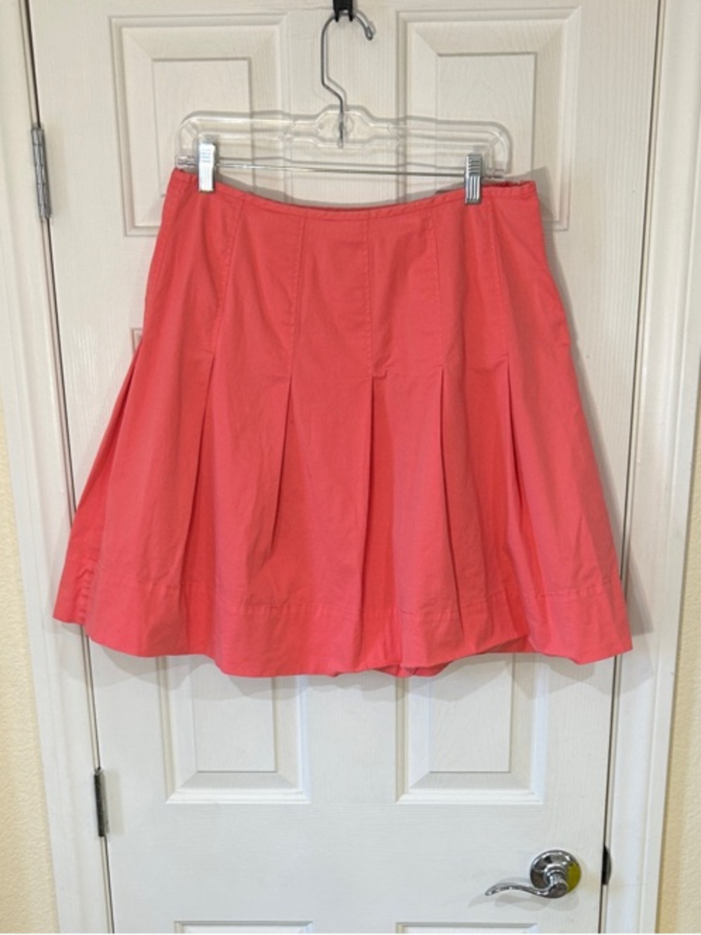 Calvin Klein Coral Cotton A-Line Pleated Skirt